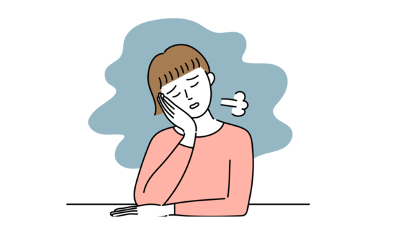 悩んでいる女性のイラスト